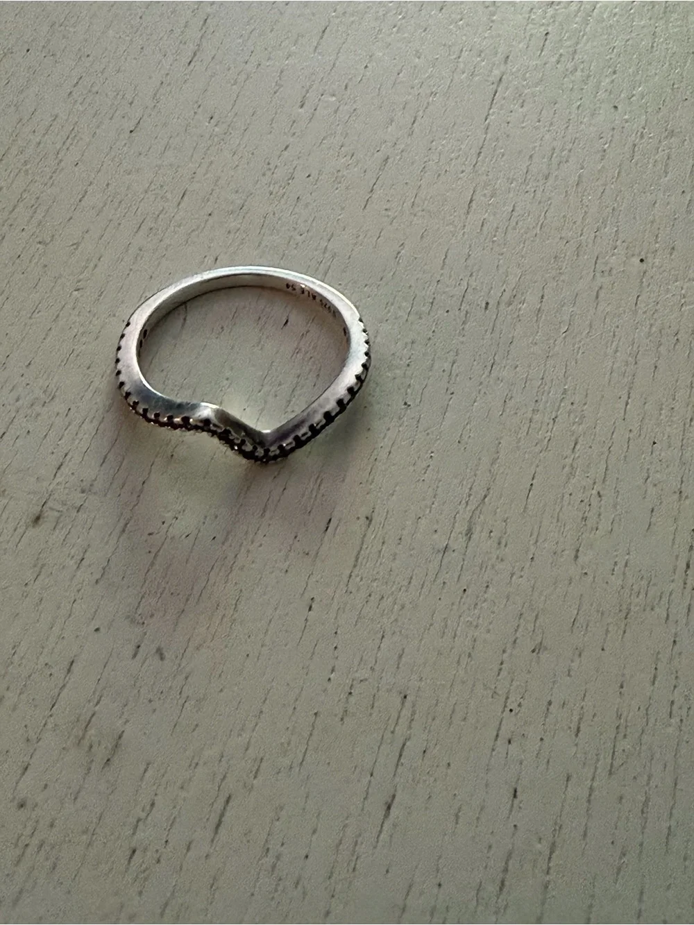 Pandora Silver Wavy Ring with Clear Stones